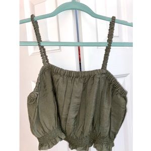 Crop Top Tank in Olive by American Eagle